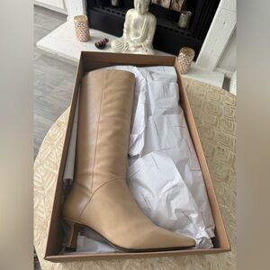 Anthropologie Knee-High Pointed Toe Boots with Kitten Heel